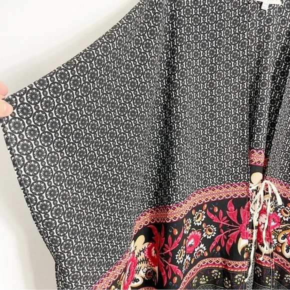 Umgee Boho Floral Fringe Kimono Poncho Swim Cover Up XXL - Picture 3 of 7
